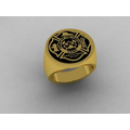10K Gold Custom Men's Signet ring with stone and customization on shank and crown.